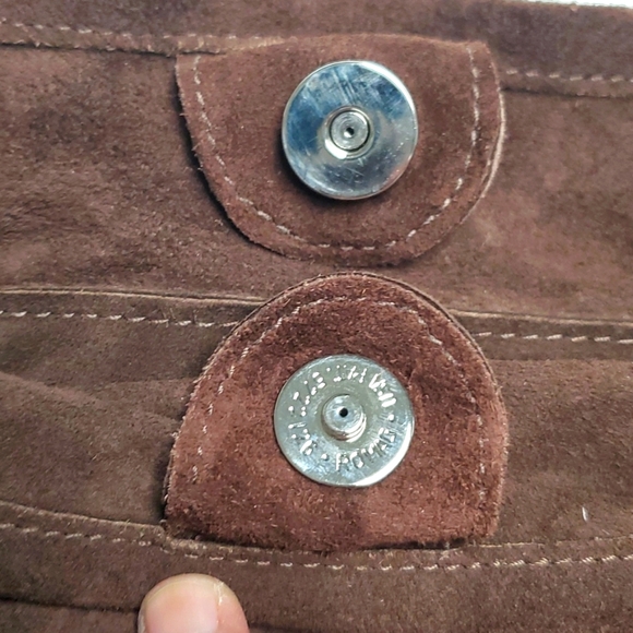 Leatherrock USA brown hobo suede purse with decorative strap. - Picture 4 of 5